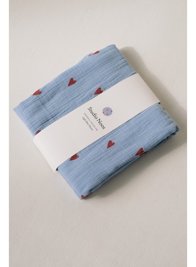 Tetradoek L - 120x120 - Light Blue Hearts - Studio Noos