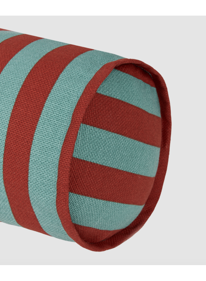 Cylinder cushion - red teal green stripes - Nobodinoz