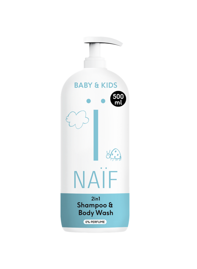 2 in 1 Shampoo & Body Wash met pompje - Baby & Kids - Näif