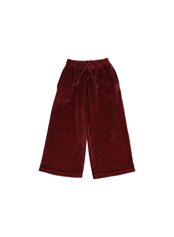 Velvet Wide Leg Pants - Pomegranate - Buho