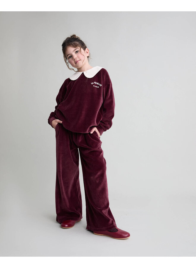 Velvet Wide Leg Pants - Pomegranate - Buho