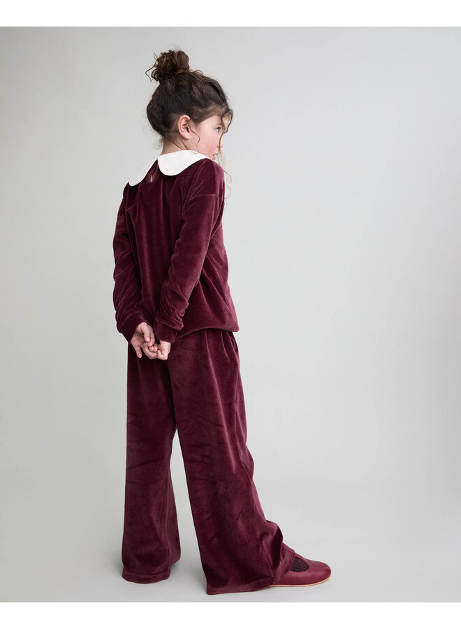 Velvet Wide Leg Pants - Pomegranate - Buho