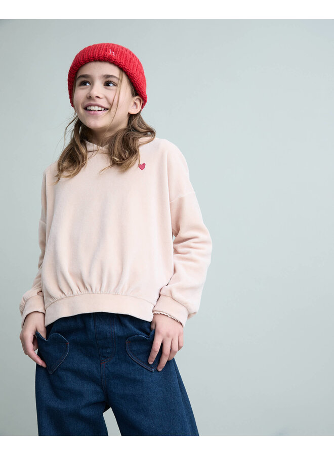 Velvet Hoodie - Cream Pink - Buho