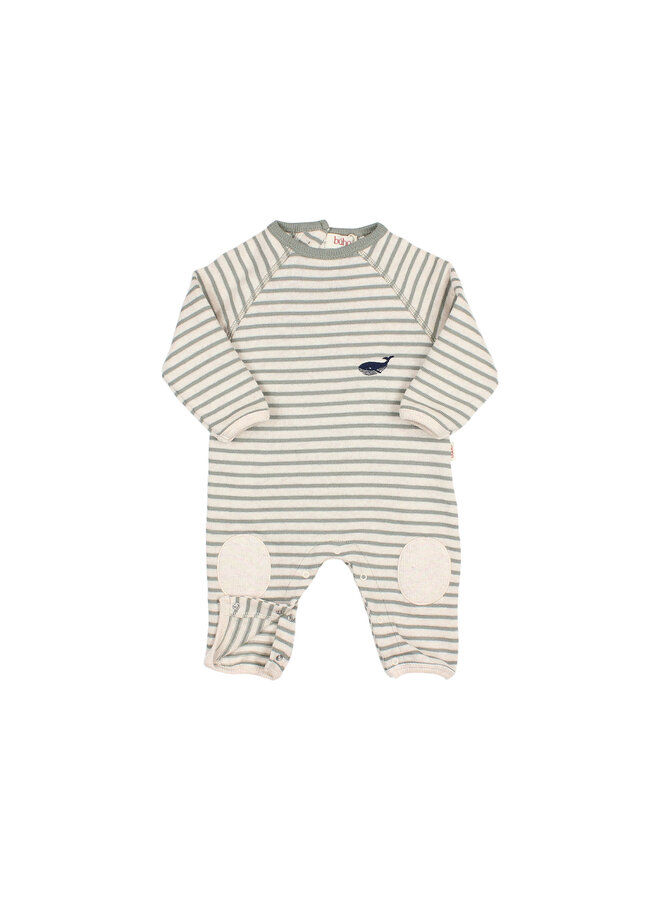 Bebe Soft Stripes Jumpsuit - Eucalyptus - Buho