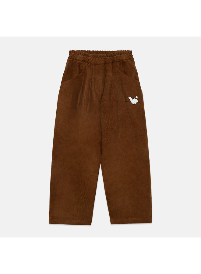 Pom pom dog corduroy pants - Brown - Weekend House Kids