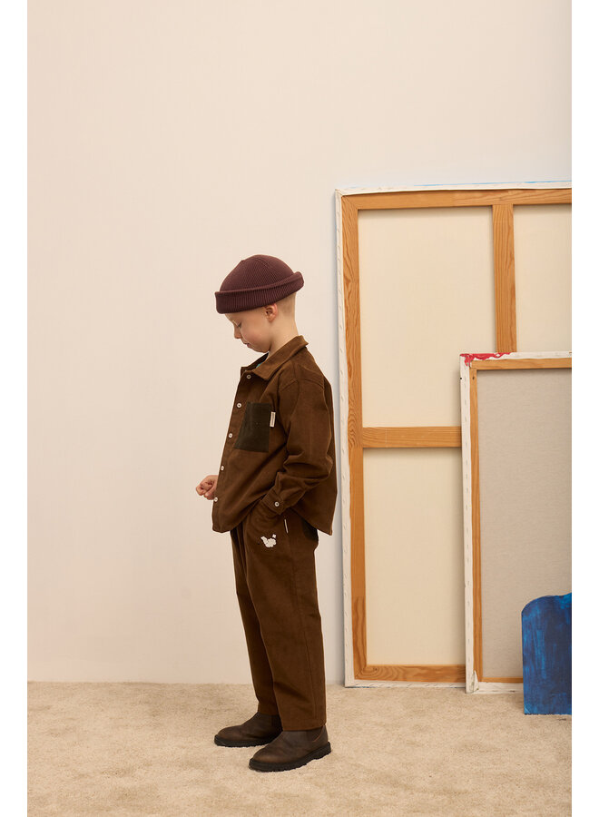 Pom pom dog corduroy pants - Brown - Weekend House Kids