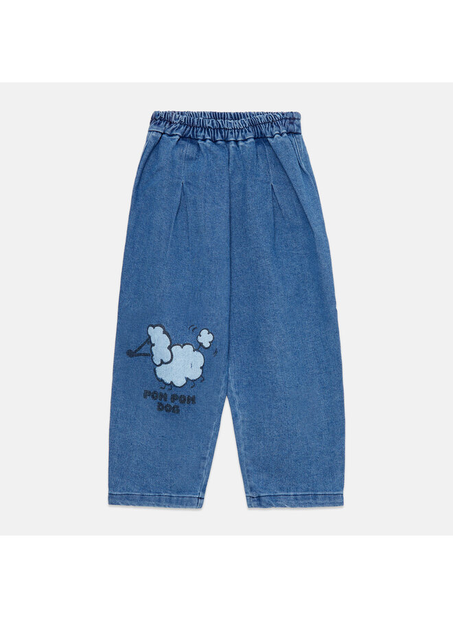 Pom pom dog denim pants - Blue - Weekend House Kids