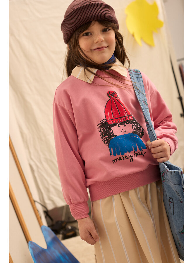 Messy hair sweatshirt - Pink - Weekend House Kids