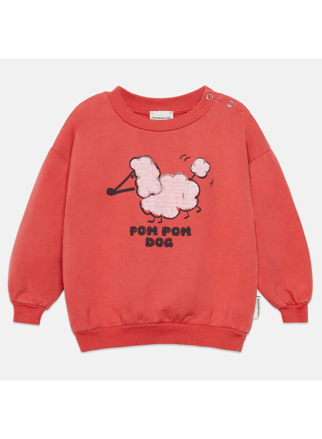 Pom pom dog baby sweatshirt - Red - Weekend House Kids
