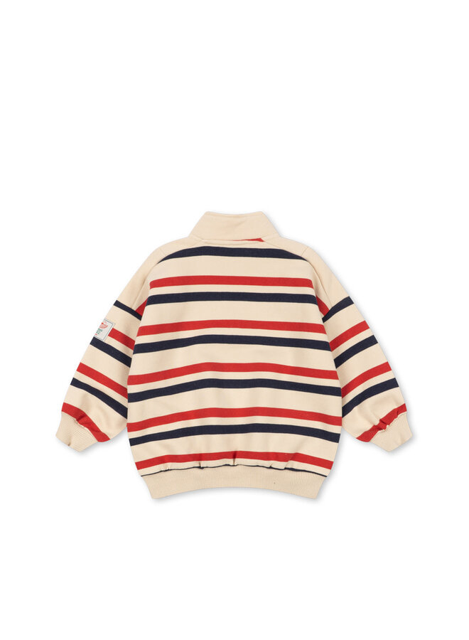 Lou Half Zip Sweat - Tangerine Stripe - Konges Slojd