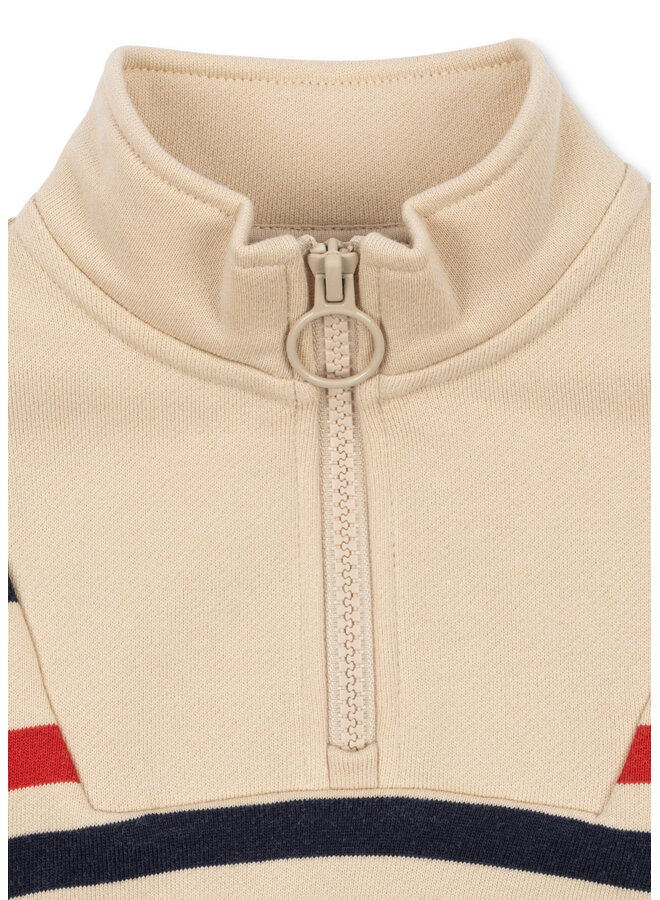 Lou Half Zip Sweat - Tangerine Stripe - Konges Slojd