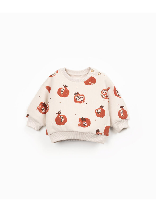 Printed Fleece Sweater - Pomegranate - Play Up