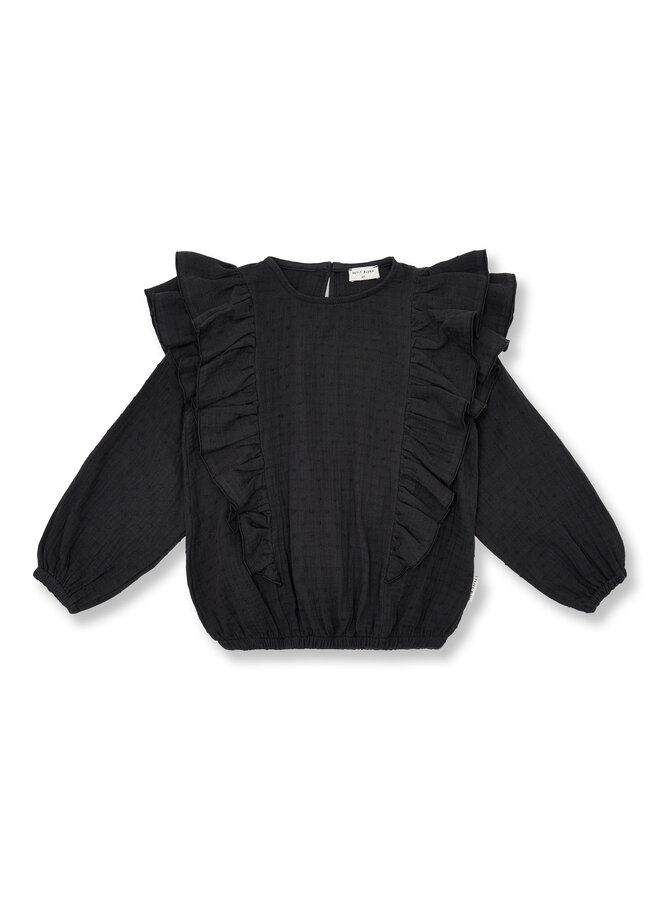 Romantic Ruffle Blouse - Dark Grey − Petit Blush
