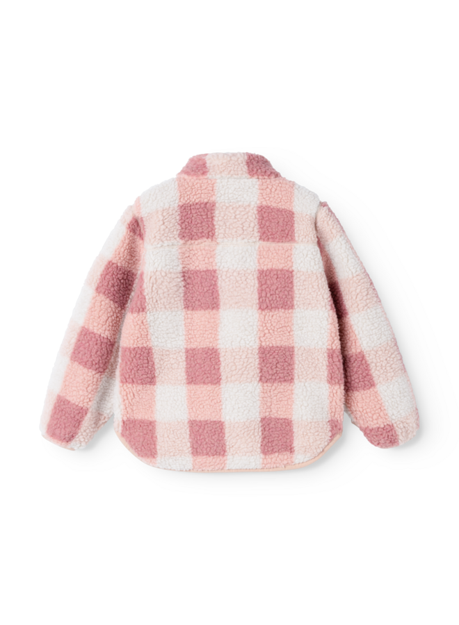 Nolan Pile Jacket - Mega Check / Rose blush - Liewood