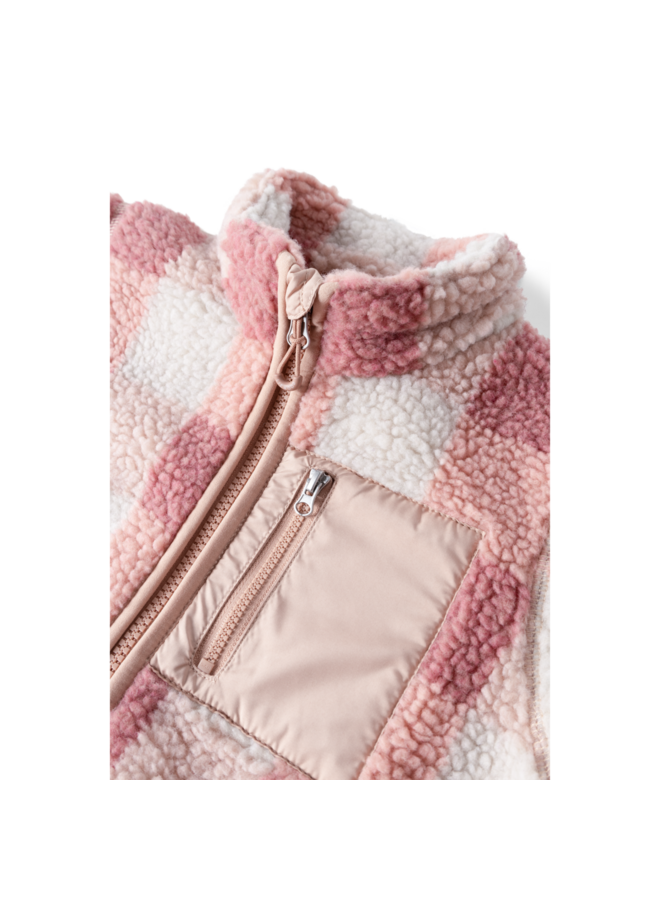 Nolan Pile Jacket - Mega Check / Rose blush - Liewood