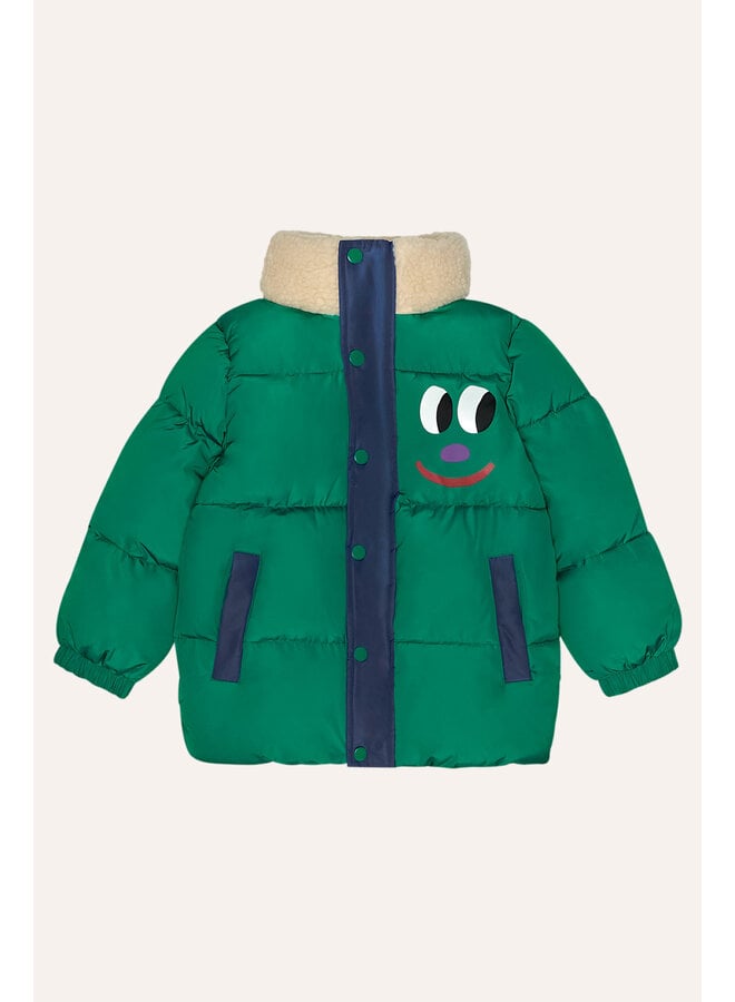 Smiling Face Puffer Jacket - Green - The Campamento