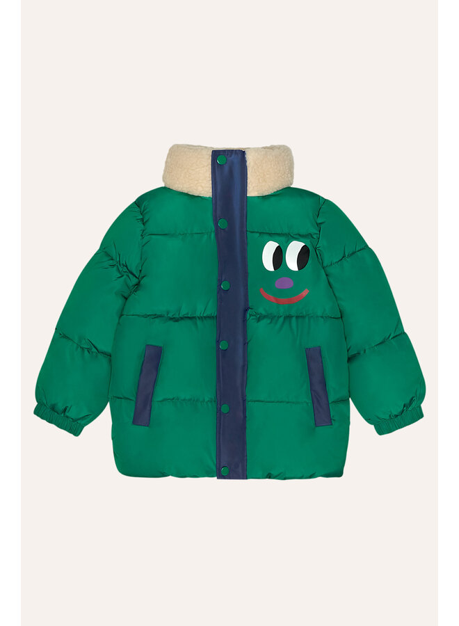Smiling Face Puffer Jacket - Green - The Campamento