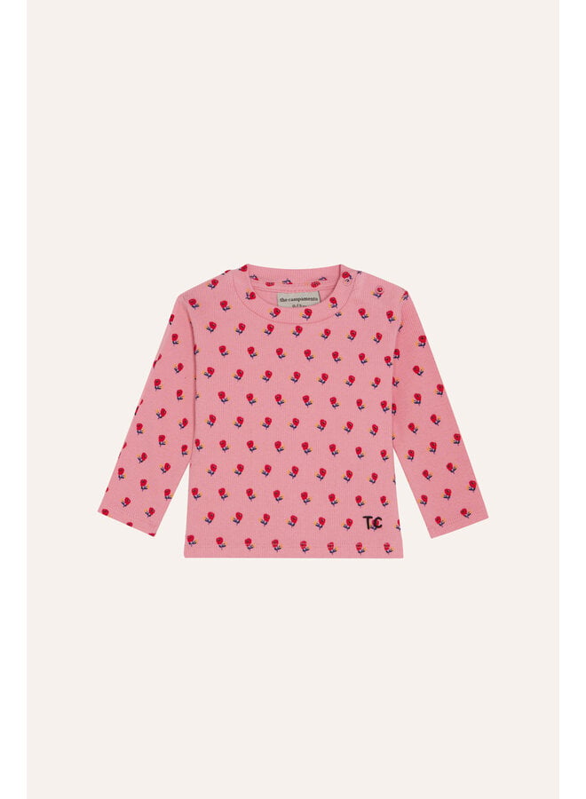 Flowers Pink Baby Tshirt - Pink - The Campamento