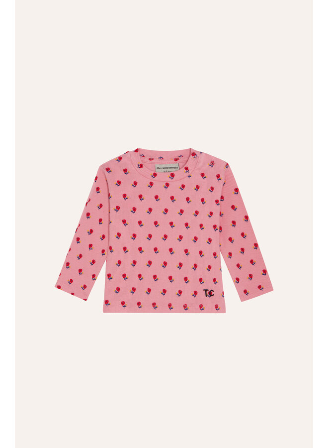 Flowers Pink Baby Tshirt - Pink - The Campamento