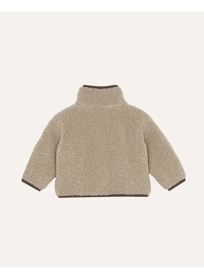 Smiling Face Teddy Baby Jacket - Ecru - The Campamento