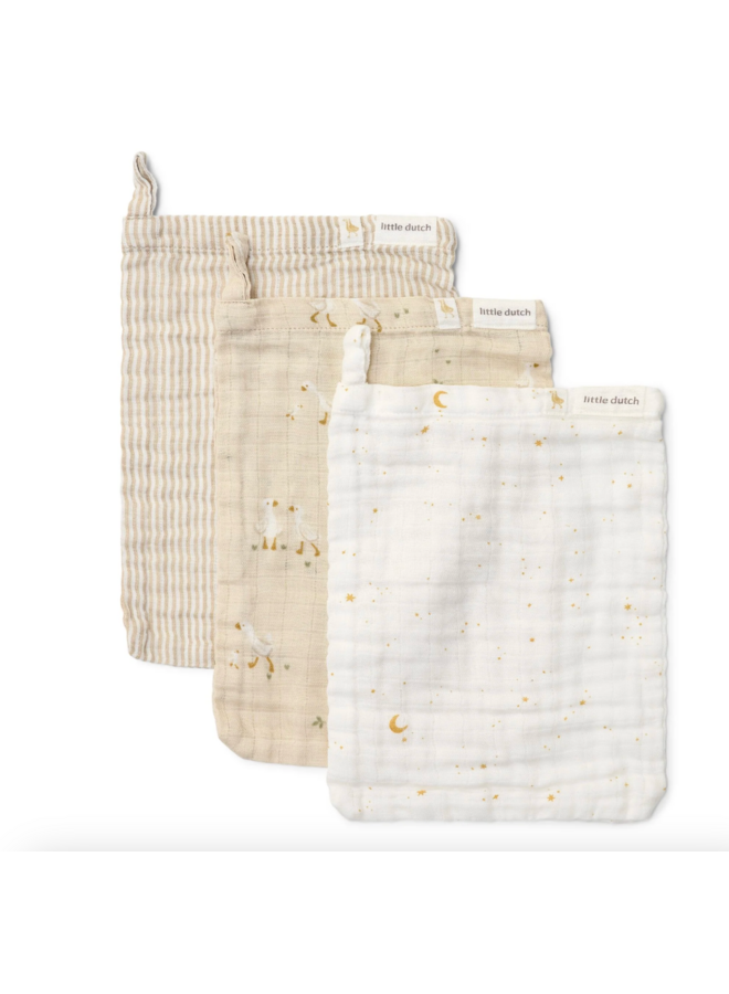 Washandjes set - Beige - Newborn Naturals Goose - Little Dutch