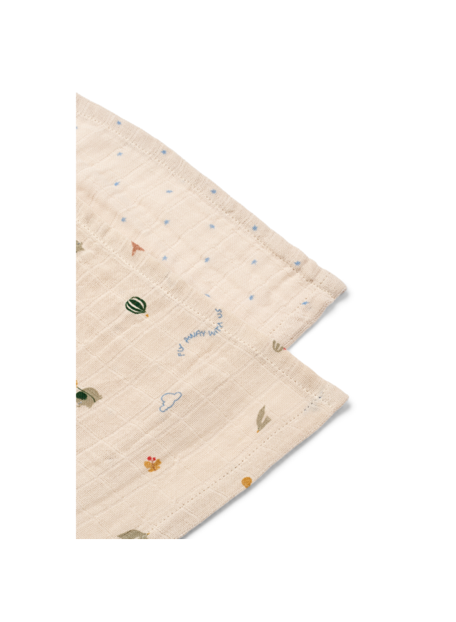 Lewis Muslin Cloth 2-Pack - Star / Flying Mix - Liewood