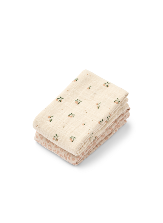 Lewis Muslin Cloth 2-Pack - Mini leo / Mini peach Mix - Liewood