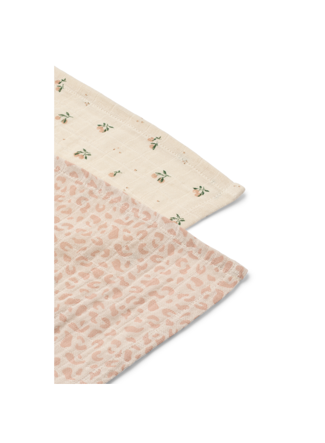Lewis Muslin Cloth 2-Pack - Mini leo / Mini peach Mix - Liewood