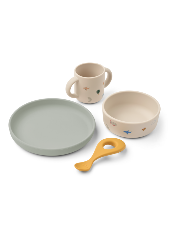 Vivi Printed Tableware Set - Flying / Sandy - Liewood
