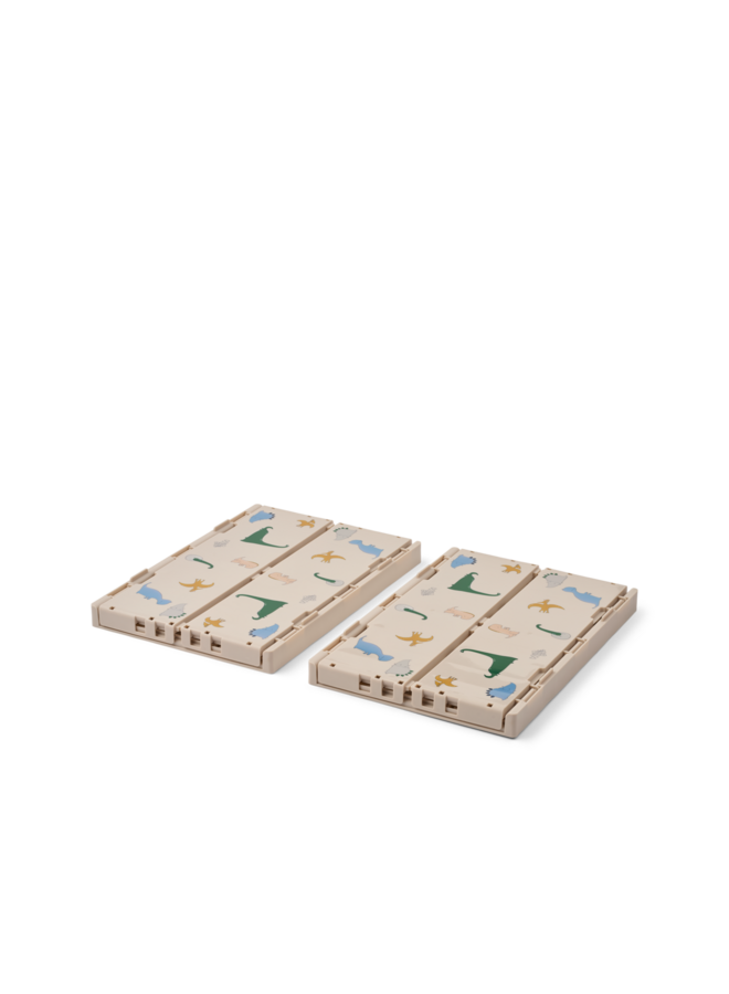 Weston Printed Storage Box M 2-pack - Dino roar / Sandy - Liewood