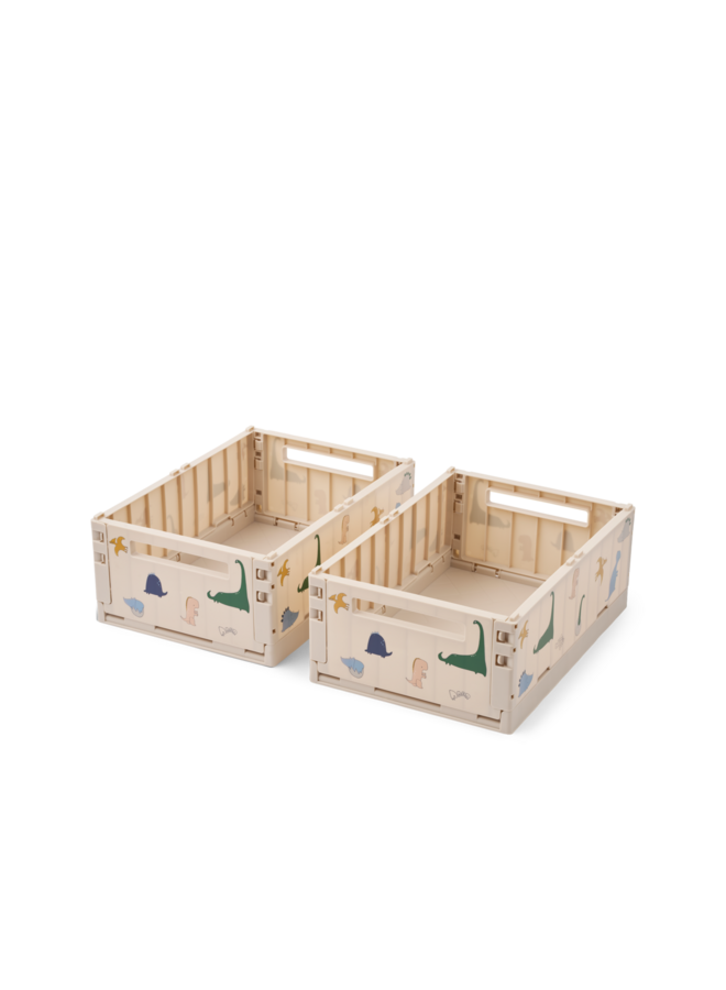 Weston Printed Storage Box M 2-pack - Dino roar / Sandy - Liewood