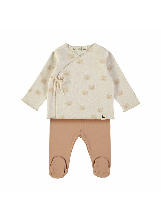 Jackets + Footed Pants - Teddy Ecru - Babyclic