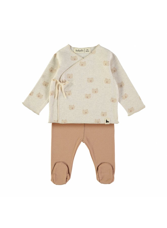 Jackets + Footed Pants - Teddy Ecru - Babyclic