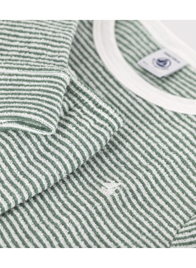 Badstoffen Pyjama 2 stuks - Green Stripes - Petit Bateau