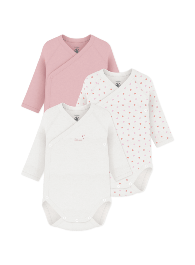 Set van 3 Body’s - Rose Hearts - Petit Bateau