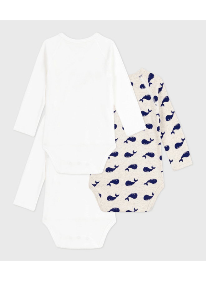 Set van 3 Body’s - Whales - Petit Bateau