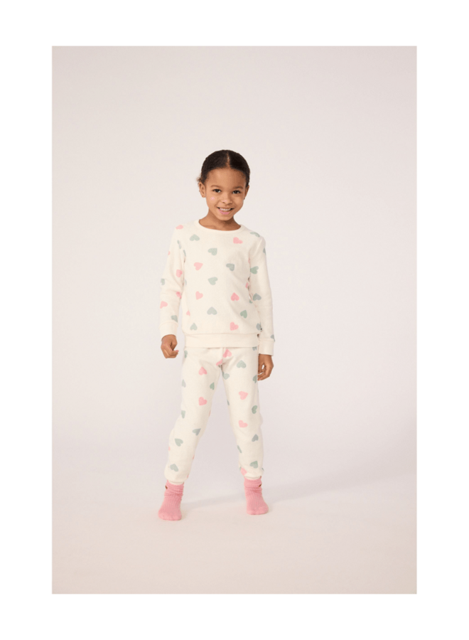 Kinderpyjama Badstof - Gekleurde Hartjes - Petit Bateau