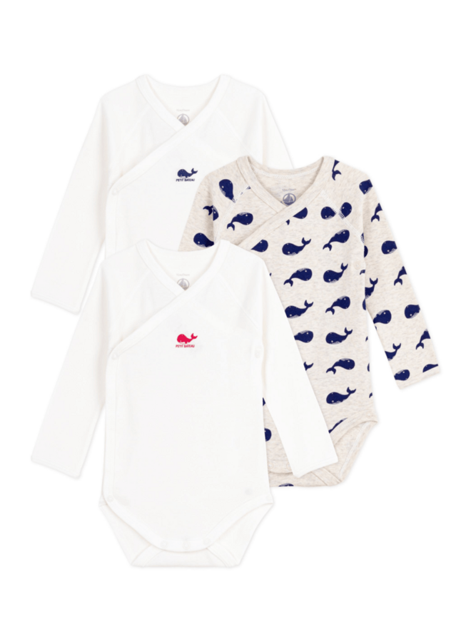 Set van 3 Body’s - Whales - Petit Bateau
