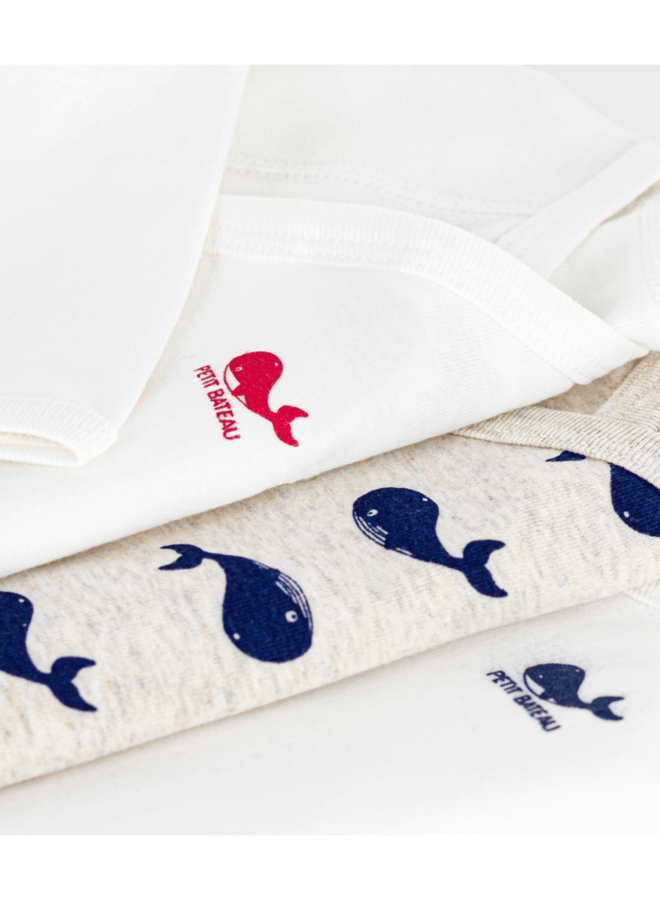 Set van 3 Body’s - Whales - Petit Bateau