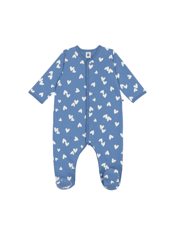Fleece Pyjama - Hearts Blue - Petit Bateau