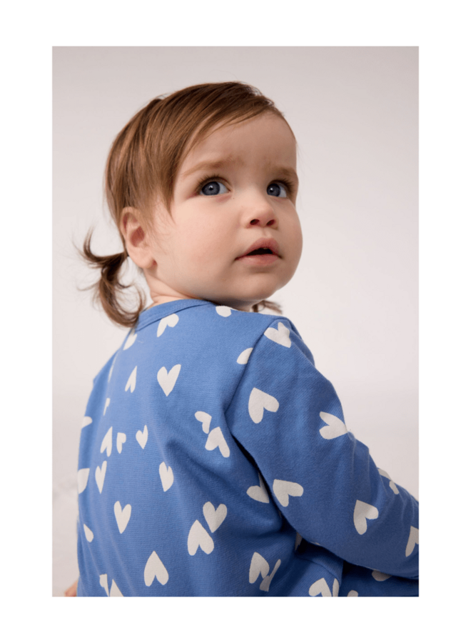 Fleece Pyjama - Hearts Blue - Petit Bateau