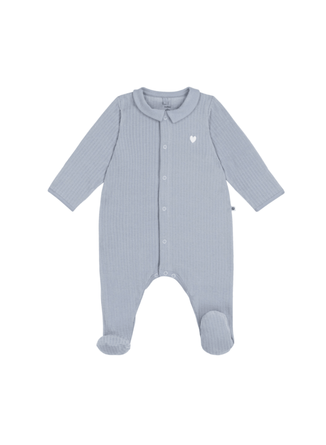 Fluwelen Pyjama Kraagje - Soft Blue - Petit Bateau