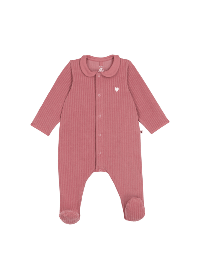 Fluwelen Pyjama Kraagje - Pink - Petit Bateau