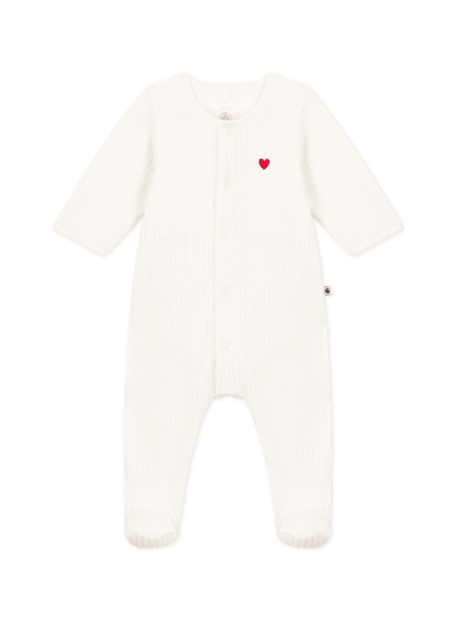 Fluwelen Bodyjama - Hartje - Petit Bateau