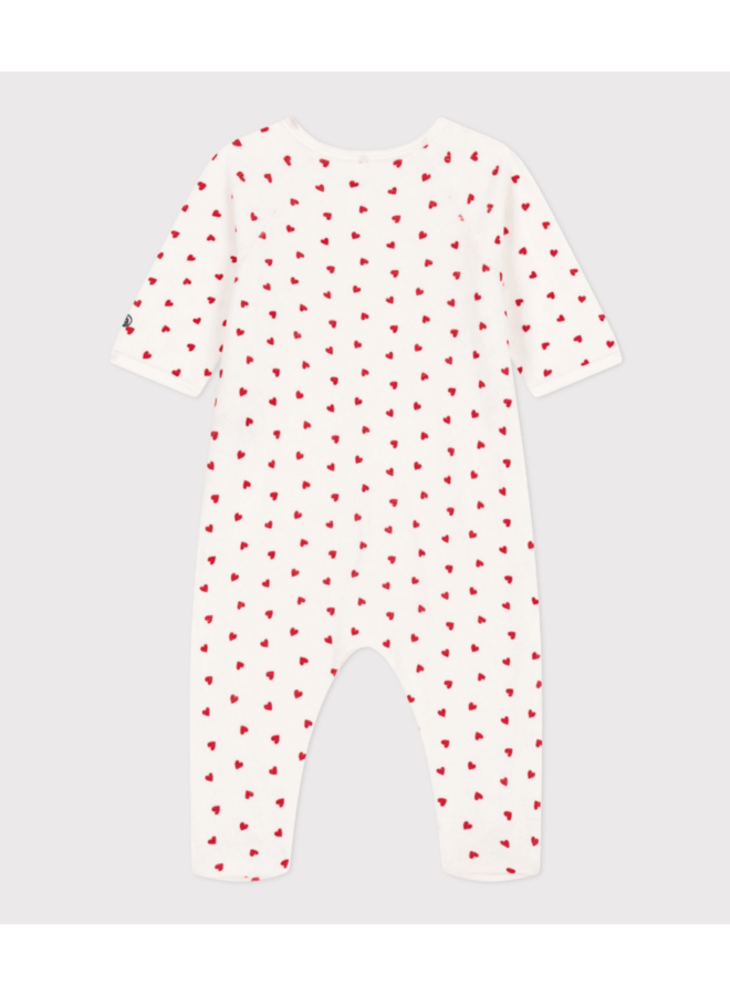 Fluwelen pyjama - Hartjes - Petit Bateau