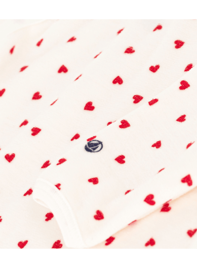 Fluwelen pyjama - Hartjes - Petit Bateau