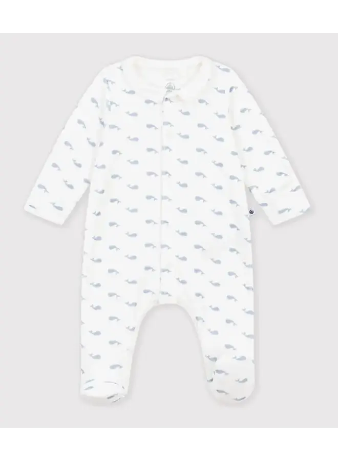 Fluwelen Pyjama Kraagje - Walvisjes - Petit Bateau