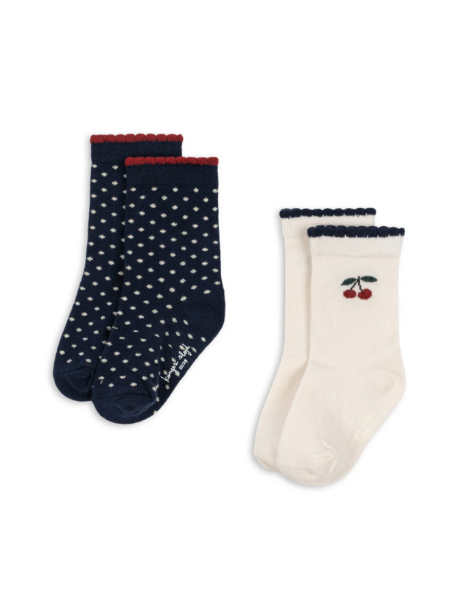 2 Pack Cherry Dot Socks - Cherry Mix - Konges Slojd