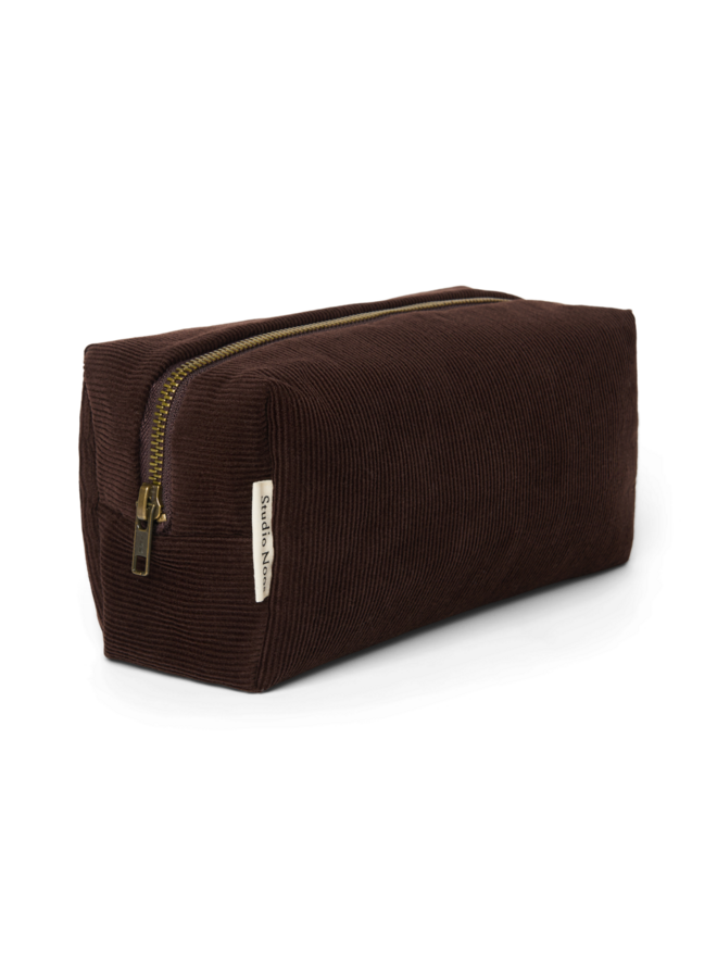 Dark Brown Rib Puffy Pouch - Studio Noos