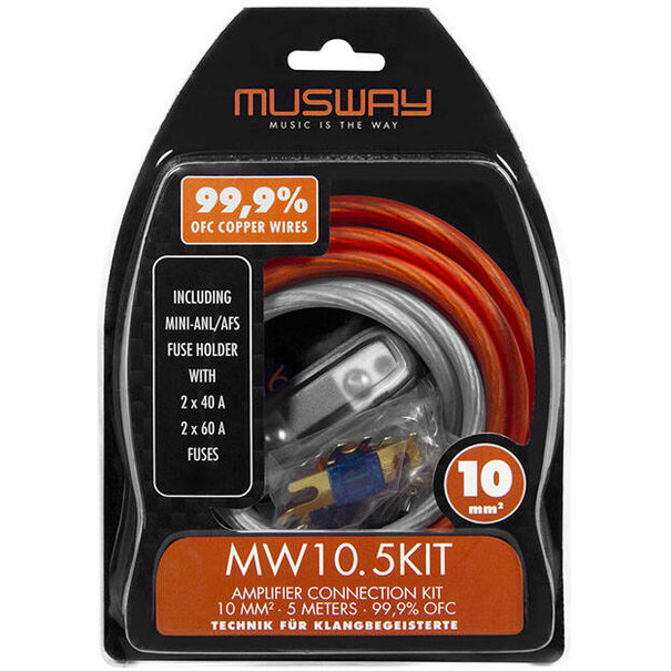 Musway Musway MW10.5KIT 10 MM2 AMPLIFIER CONNECTION KIT, 5 METERS  MADE FROM HIGHLY CONDUCTIVE FULL COPPER (99,9% OFC)